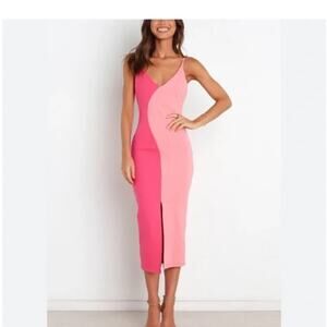 Petal + Pup Pink and Fuchsia Colorblock Midi Pencil Dress Women's Size 2, $90